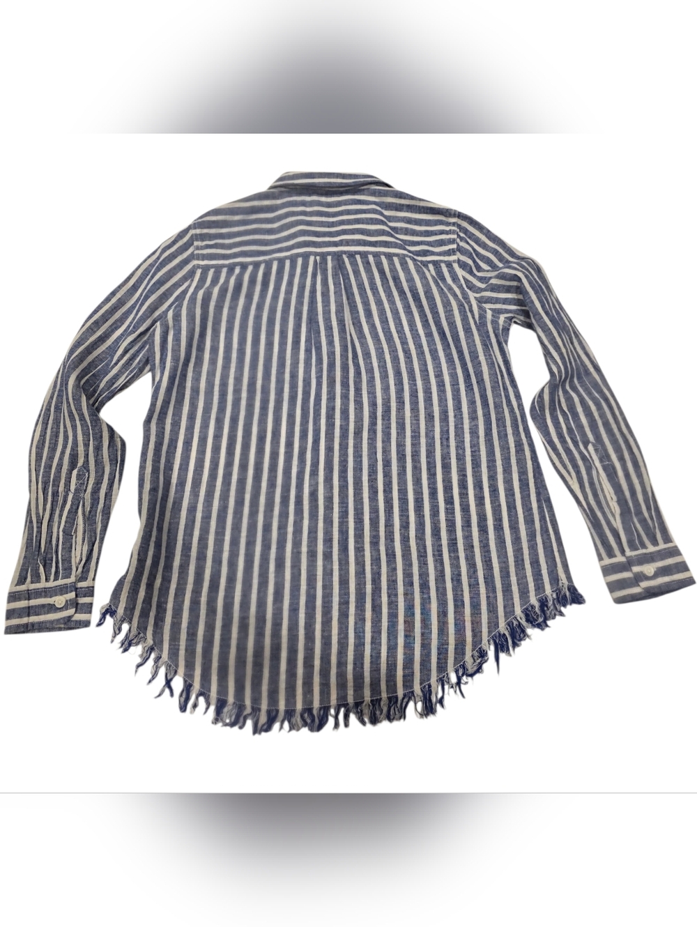 beachlunchlounge Blue & White Striped Button-Down Shirt Size Small - Picture 3 of 7